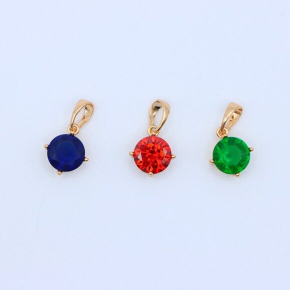 "Round Green Stone Pendant in Rose Gold Finish, XPPT1560 - Picture 14 of 14